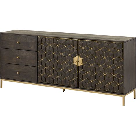DIAMOND 120 Credenza in legno di mango - oliato / grigio 180x40x77
