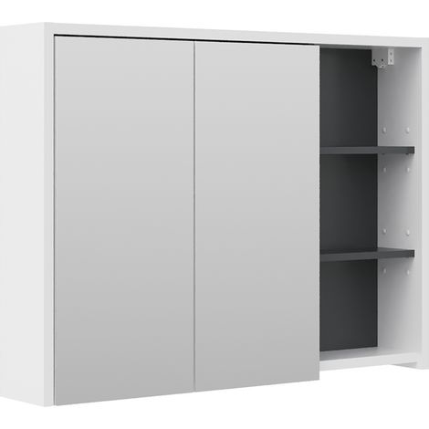 Specchio contenitore bagno Viola, Bianco/antracite, 100 x 75 cm, Vicco