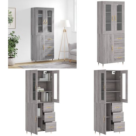 Highboard Grau Sonoma 69,5x34x180 cm Holzwerkstoff - Schrank - Holzwerkstoff (1/5)