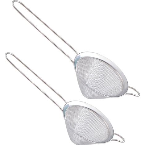 2 Pièces Passoires à Cocktail en Maille Fine 2 Tailles 7,3 cm et 8,4 cm Tamis à Cocktail Conique en acier inoxydable Passoire Conique Fine avec Poignée pour Cocktails, Boissons au thé