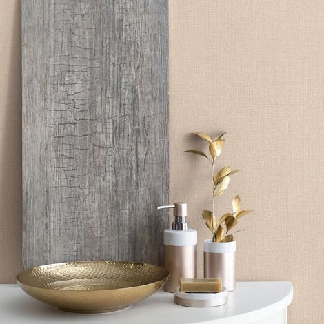 Papier peint tendance uni rose pâle | Tapisserie scandinave rose pour chambre enfant | Papier peint intissé unicolore moderne (1/3)