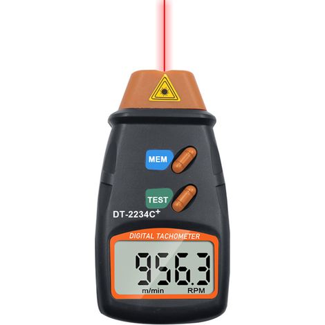 Tacómetro digital portátil de 2,5 a 99.999 rpm, sin contacto, con bolsa de tela, para motores, ventiladores, lavadoras y automóviles. (1/5)