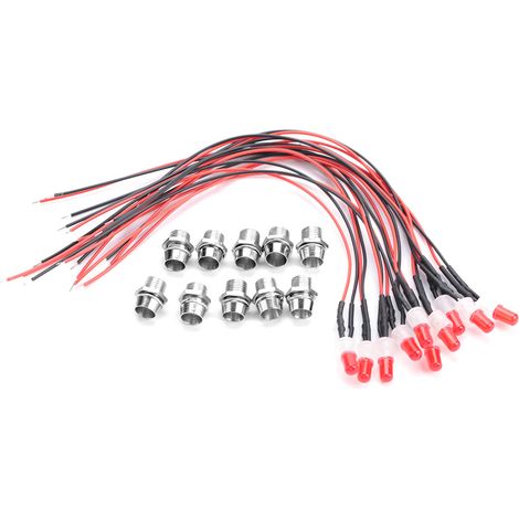 10 pièces LED 12V 8mm pré-câblées fixes, diodes lumineuses ultra-lumineuses transparentes (02) (1/5)
