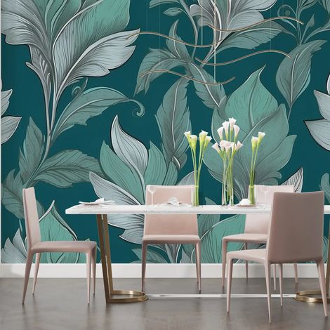 Papier Peint Feuillage - Branches Élancées Graphiques - 150 x 250 cm (1/2)