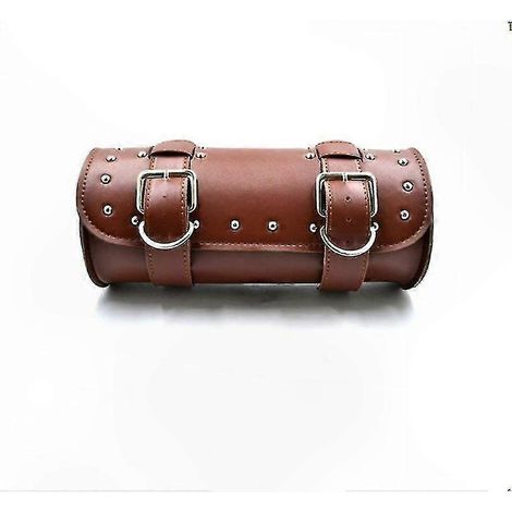 Sacoche Moto Cuir PU Imperméable, Sacoche Rétro Marron 30x13cm, Poche Porte-Outils Latérale pour Moto, Accessoire de Rangement Étanche pour Selle, 3013 (1/4)