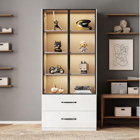 Vitrine lumineuse 60 x 40 x 160 cm Blanc avec LED multicolore (1/5)