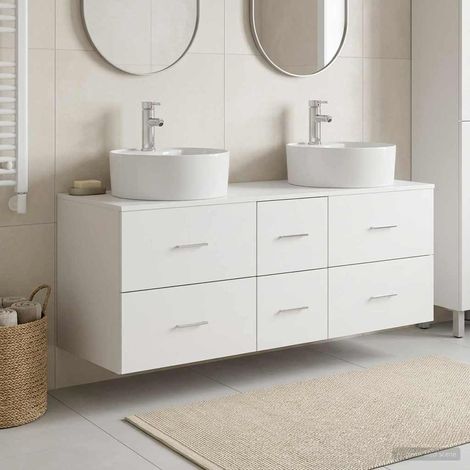 vidaXL Bathroom Furniture Set 3 pcs White 129 x 44.5 x 80 cm (1/5)