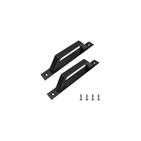 2 Pièces Poignée de Porte de Grange Coulissante, Poignée Noir Poignée de Porte Coulissante avec Vis pour Portes de Grange Armoire Placard Portail, 200mm (1/5)