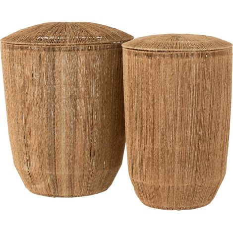 Panier rangement allongé en jute naturel avec couvercle - Jute naturel clair (1/3)