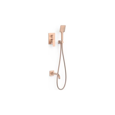 Kit mitigeur encastré 2 voies Rapid‑box pour baignoire et douche Project Or Rose Mat 24K - TRES 22138007OPM