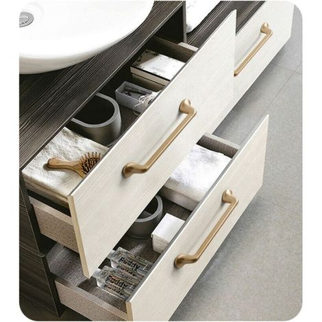Set di 2 maniglie per mobili, maniglie per armadi, fori per cassetti, finitura oro, distanza tra i fori 128 mm, lega di zinco