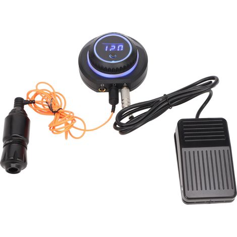 Kit de machine à tatouer avec stylo, pédale, interface RCA et alimentation pour moteur (noir, prise UE 100-240 V). (1/5)