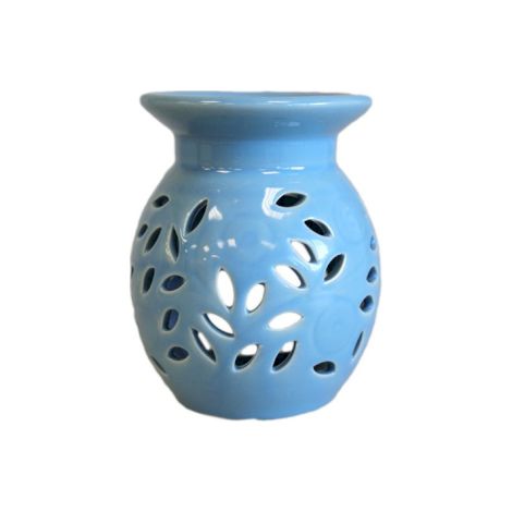 Brûleur à Huile Floral - Bleu- Vendu par 1