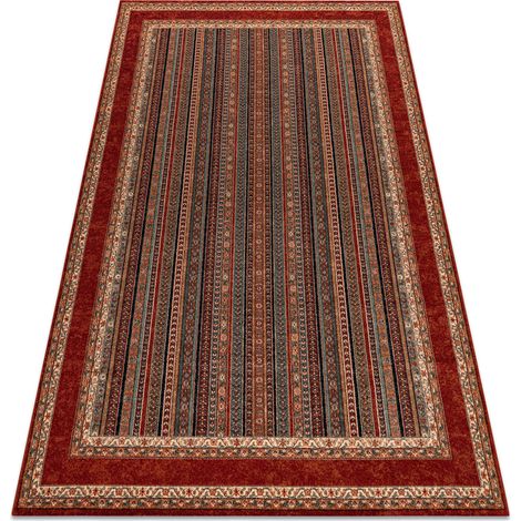 Wollteppich KASHQAI 4357 300 Rahmen, orientalish grün / rotwein multicolour 67x130 cm