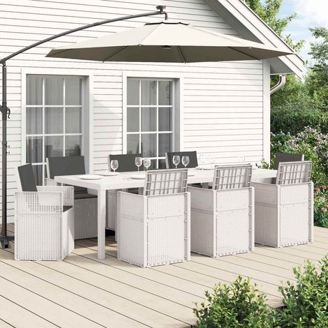 vidaXL Conjunto de Comedor de Jardín 9 uds. Blanco y Antracita PP (1/5)