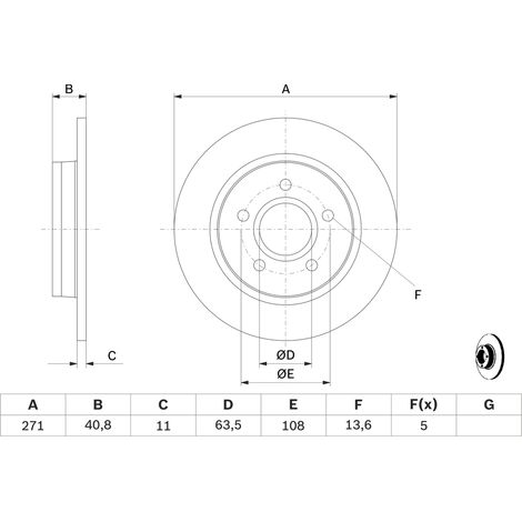 DISQUE DE FREIN ARRIÈRE 0986479763 BOSCH