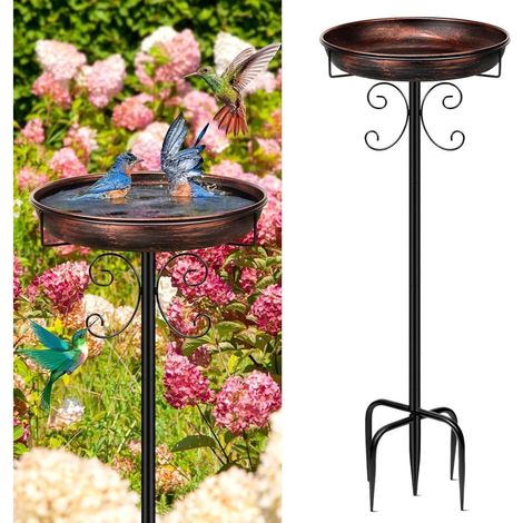 Vogelbad - Vrijstaand Vogelbad Met Vijfklauwvoet - Voor Tuin En Terras - Ijzeren Waterbak Zonder RVS - Afneembare Schaal - 89x30 5x5 Cm - 1 Stuk (1/5)