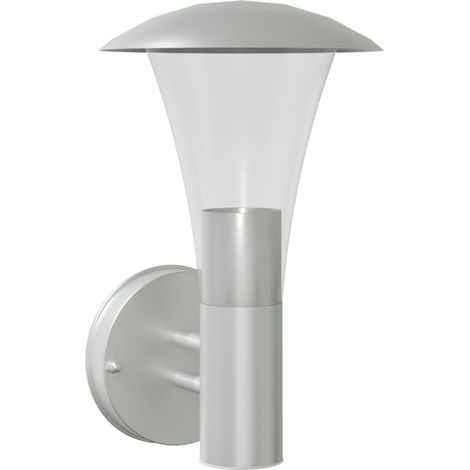 Applique murale d'extérieur design robuste éclairage jardin 17,5 x 17,5 x 28 cm en acier inoxydable argenté