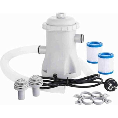 Pair - Pompe de filtration pour piscine 330 GPH (125 l/h) - Pompe à eau électrique pour pataugeoire avec 2 cartouches filtrantes - Pompe pour piscine hors sol - Petite pompe de filtration pour piscine (1/5)