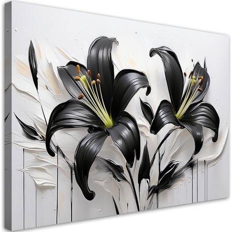 Tableau déco Fleurs abstraites Lys noirs 100x70 (1/5)