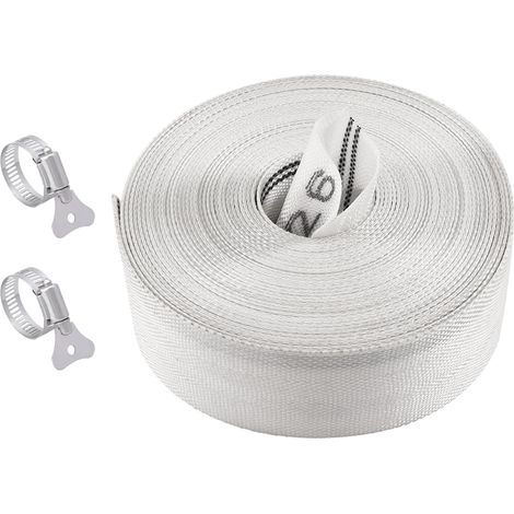 Tuyau industriel Ø 1 1/4" - 32 mm, 10 m, tuyau de construction, tuyau plat, accessoire avec collier de serrage en acier inoxydable pour pompes d'eau sale et pompe de jardin (1/5)
