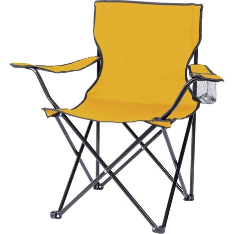 Klappbarer Campingstuhl aus gelbem Stoff 82x50x80cm (1/2)