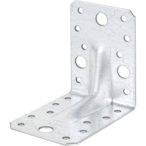 Alberts 330552 Squadretta di Giunzione angolare Rinforzata con nervatura di Rinforzo, Acciaio, 90 x 90 x 65 mm (25 Stk.) (1/3)