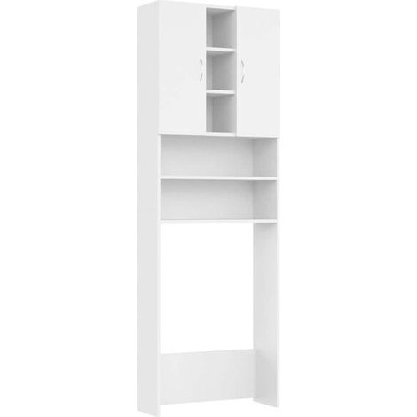 Meuble pour machine à laver, blanc, 64 x 25,5 x 190 cm (1/5)