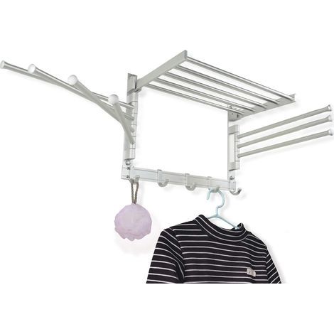 TAISHENGDA-Séchoir à Linge Pliable - Porte-Serviettes pivotant Mural - avec Crochets et Bras pivotants - Gain de Place dans la buanderie et la Salle de Bain - Aluminium (Argenté, petit/40 cm) (1/5)