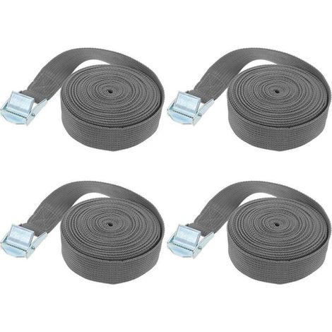 Spanngurte mit Ratsche 4 Stück 3m x 25mm Grau für Fracht und Gepäck