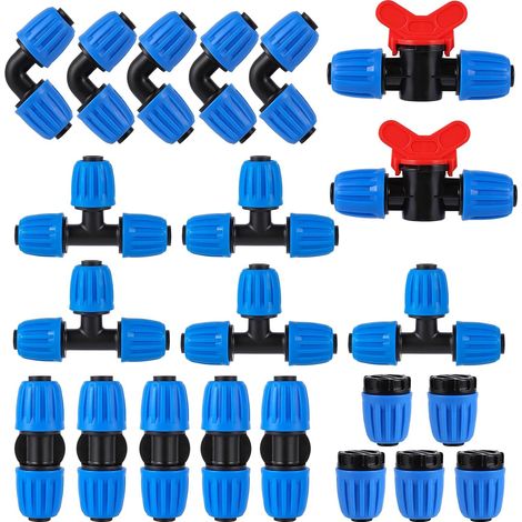 22-teiliges Tropfbewässerungs-Anschlussset für Blue Lock Gabelverschraubungen für 1/2 Zoll 16 mm Kartenhüllen (1/5)