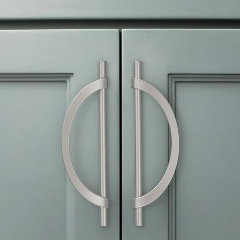 Poignée de meuble de cuisine argentée, 2 pièces, avec vis, en alliage de zinc, idéale pour les bureaux et les tiroirs, espacement des trous : 128 mm (1/5)