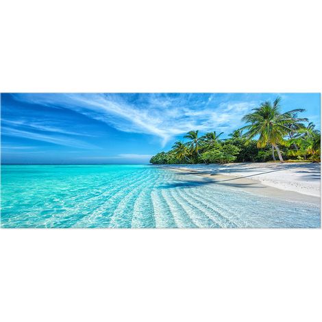Lupia - Quadro moderno Canvas Prime TROPICAL PARADISE 38x90 cm, Stampa su Tela tema tropicale, Telaio in Fibra di Legno, per soggiorno capezzale camera da letto, ufficio