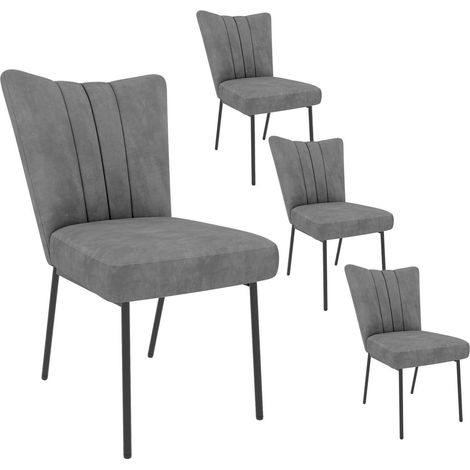 Esszimmerstühle 4er Set, Samt, Grau, mit hoher Rückenlehne (1/5)