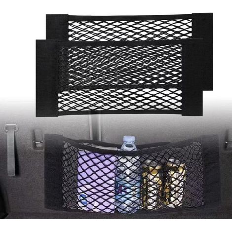 Packung mit 55 Netz-Aufbewahrungstaschen, 25 cm breit, für Kofferräume, Sitze oder andere Stauräume. Universelles Netzgewebe zum Schutz von Pkw, SUVs und Lkw. (1/5)