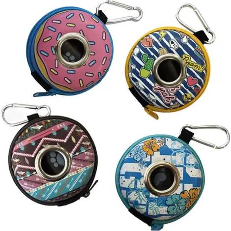 Set 12 pezzi Minibag Donut colori assortiti porta sacchetti igienici dotate di gancio per appendere al guinzaglio o alla cintura (1/5)