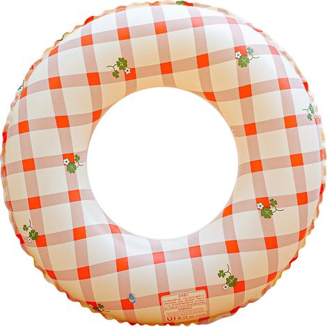 Bouée de natation rétro en PVC épais pour enfants (3-6 ans) et adultes – Flotteur rayé et à carreaux, bouée de sécurité sous les bras, idéale pour la piscine et la plage-lsw