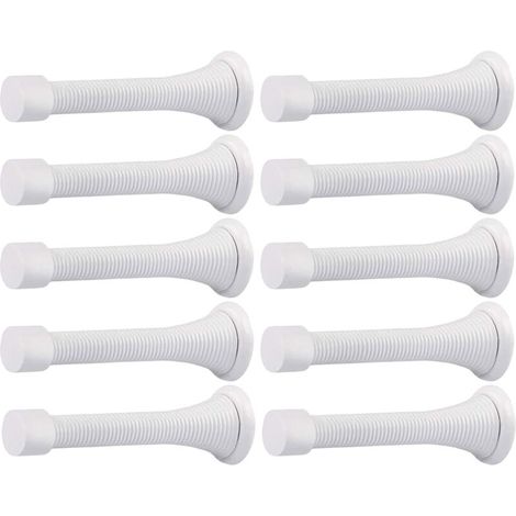 Set di 10 fermaporta a molla da parete con punte in gomma flessibili e robuste (bianche) -Crezuo