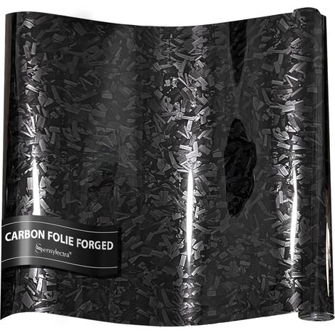 Film de Carbone Forgé,150x30cm Covering Voiture Forgé,Autocollant pour Voiture,Film Covering Carbone en Vinyle (Noir Brillant) Aspect carbone, film (1/5)