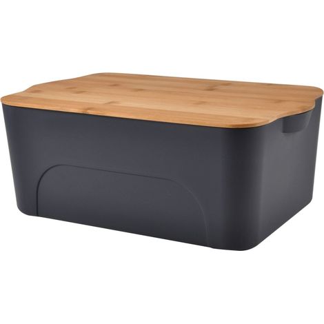 Boite plastique avec couvercle en bambou grand format