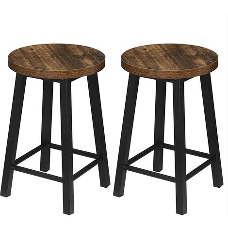 WOLTU Set di 2 Sgabelli Alti. Sgabelli da Bar Sgabelli Cucina.Stile Industriale Legno Vintage (1/5)