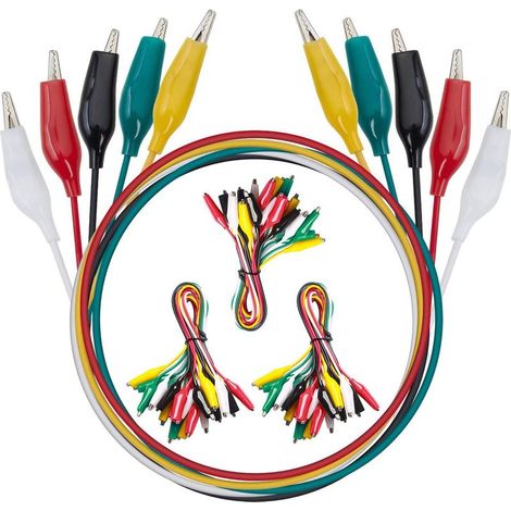 Soudé Jeu de Cordons de Test 5 Couleurs et Pinces Crocodiles Pinces Crocodiles 50cm à Double Extrémité avec Pinces Isolantes pour Connexion de Circuit/Test Electrique, 30 pièces (1/5)