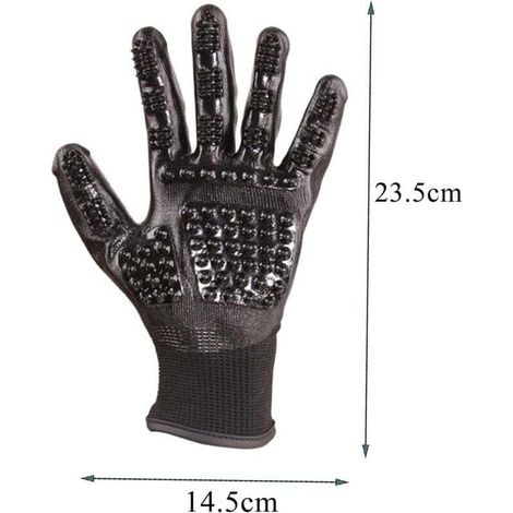Gants de toilettage pour animaux, gants de toilettage pour chats, gants en silicone, brosses pour chats, gants de bain et de massage pour chiens et chats, gants faciles à nettoyer (noirs). (1/3)