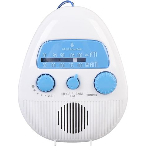 AM FM Shower Radio intégré en Haut-Parleur, Radio de Salle de Bain Suspendue étanche avec Bouton Rotatif pour Un Contrôle de Volume de Réglage Facile, Mini Radio Portable (1/5)