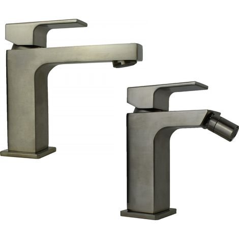 Set miscelatori lavabo e bidet in colore nichel spazzolato Gattoni SQUARE KITSQUARENS1 (1/3)