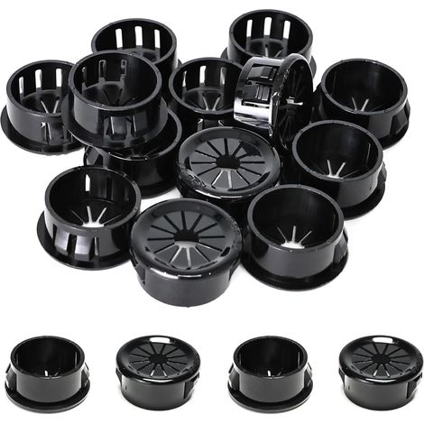25 clips para cables, 22 mm de diámetro, clips redondos de nailon para cables de oficina, color negro. (1/5)
