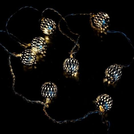 Ghirlanda Led 8 Sfere Argento Diamantate