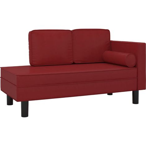 Chaiselongue mit Kissen und Nackenrolle Weinrot Kunstleder vidaXL (1/5)