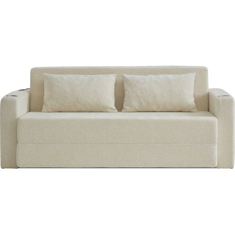 2-Sitzer-Schlafsofa klappbar aus beigem Chenille MODENUIT (1/5)