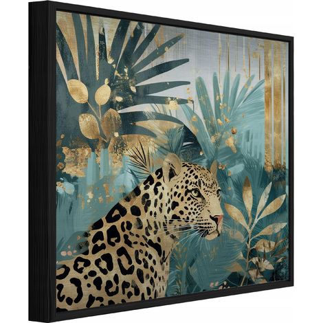 cadre métallique noir Peinture lampard feuilles loft salon chambre 30x30 (1/3)